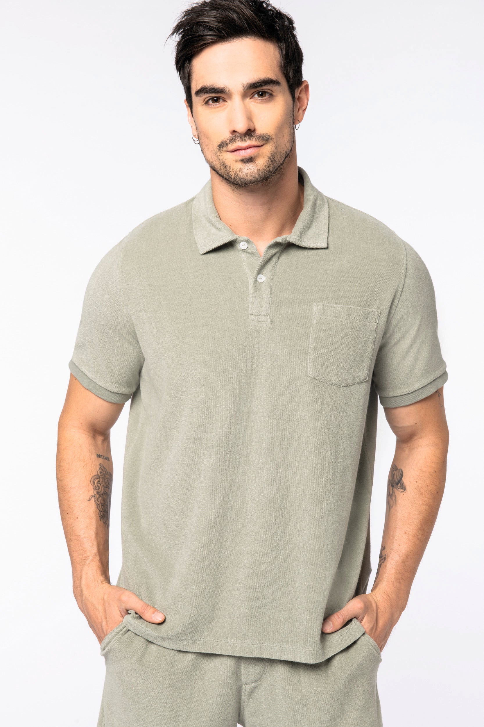 Men's Terry Towel Polo Shirt - Made in Portugal - 210gsm - NS227