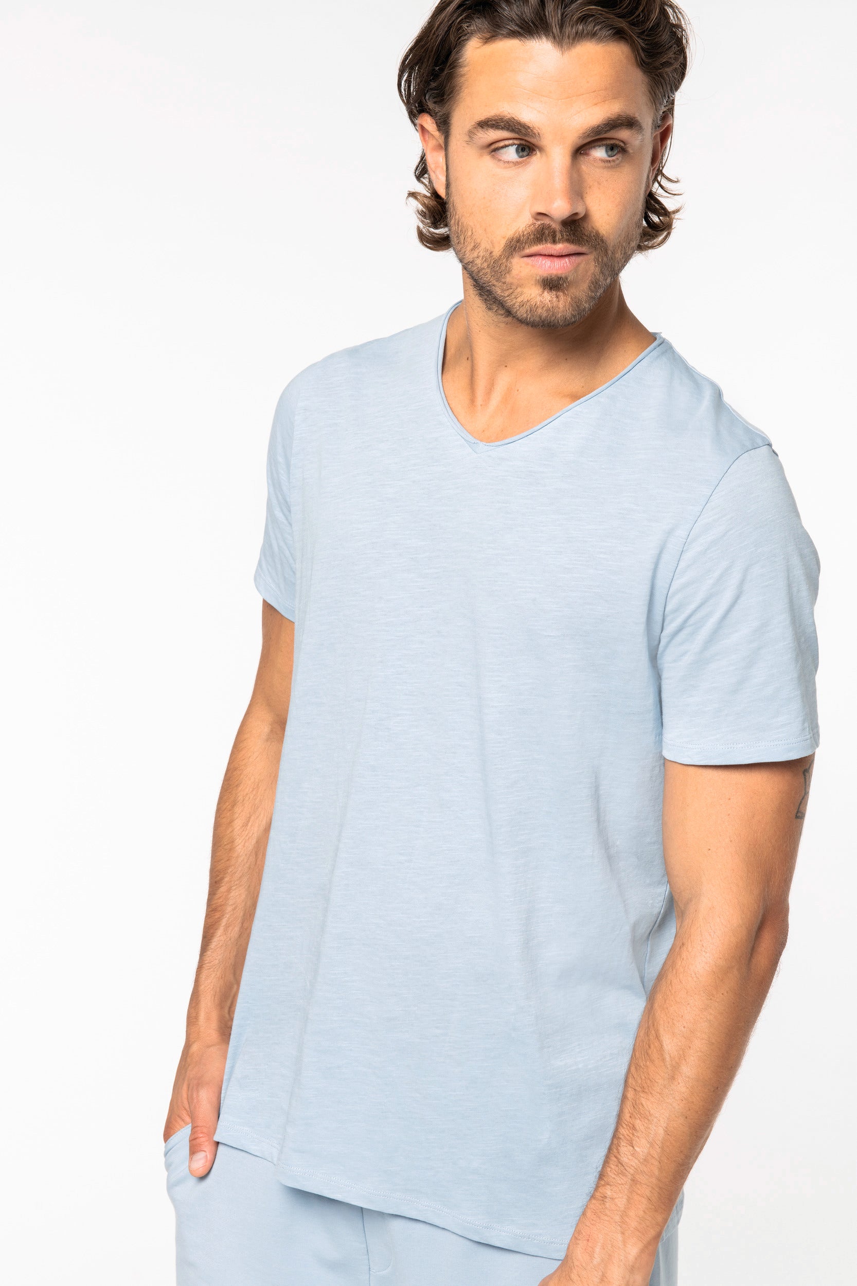 Heren Raw-edged T-shirt - 130gsm - NS318