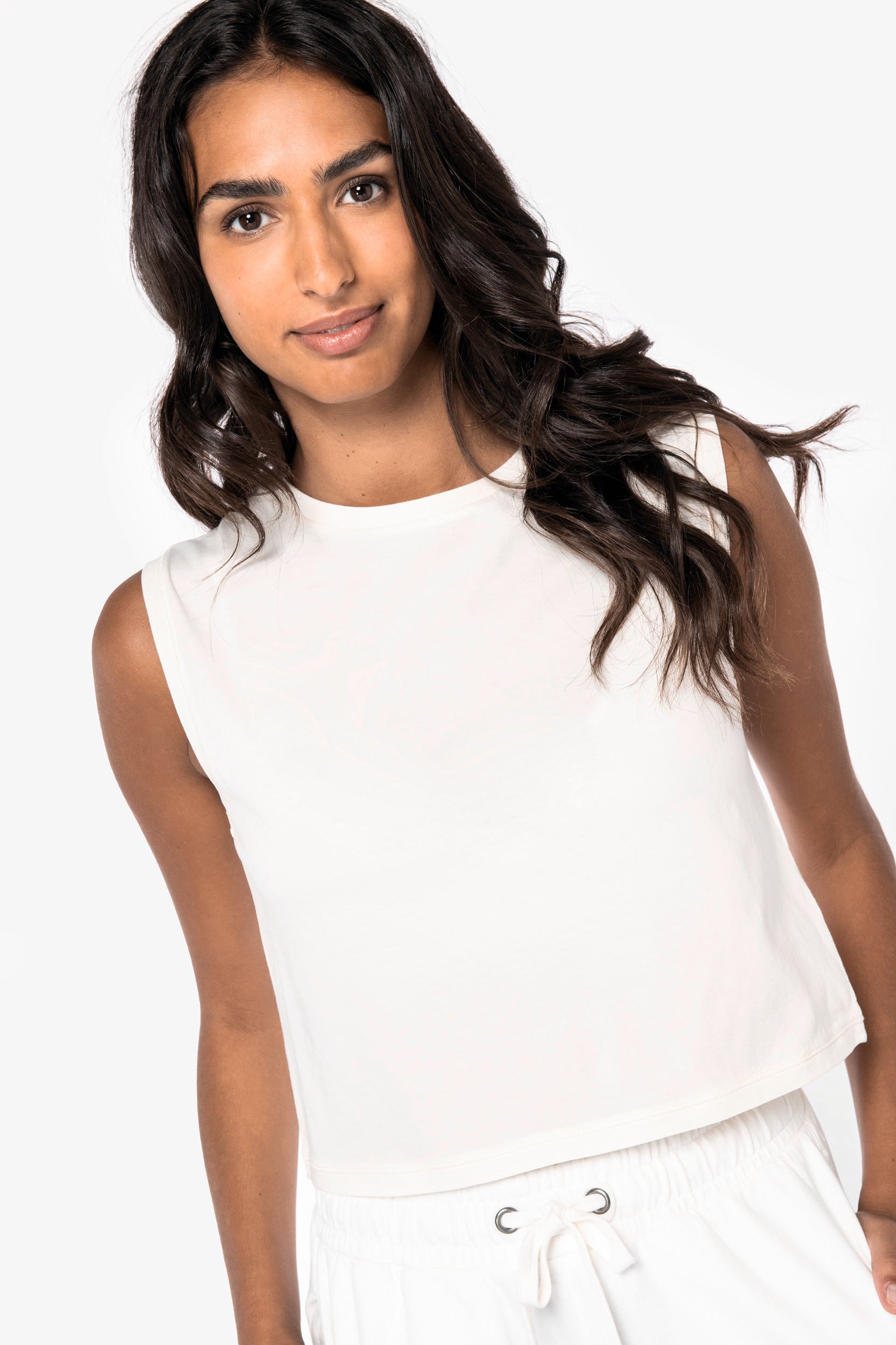 Organic cotton Sleeveless T shirt - Women's Crop Tee - NS342