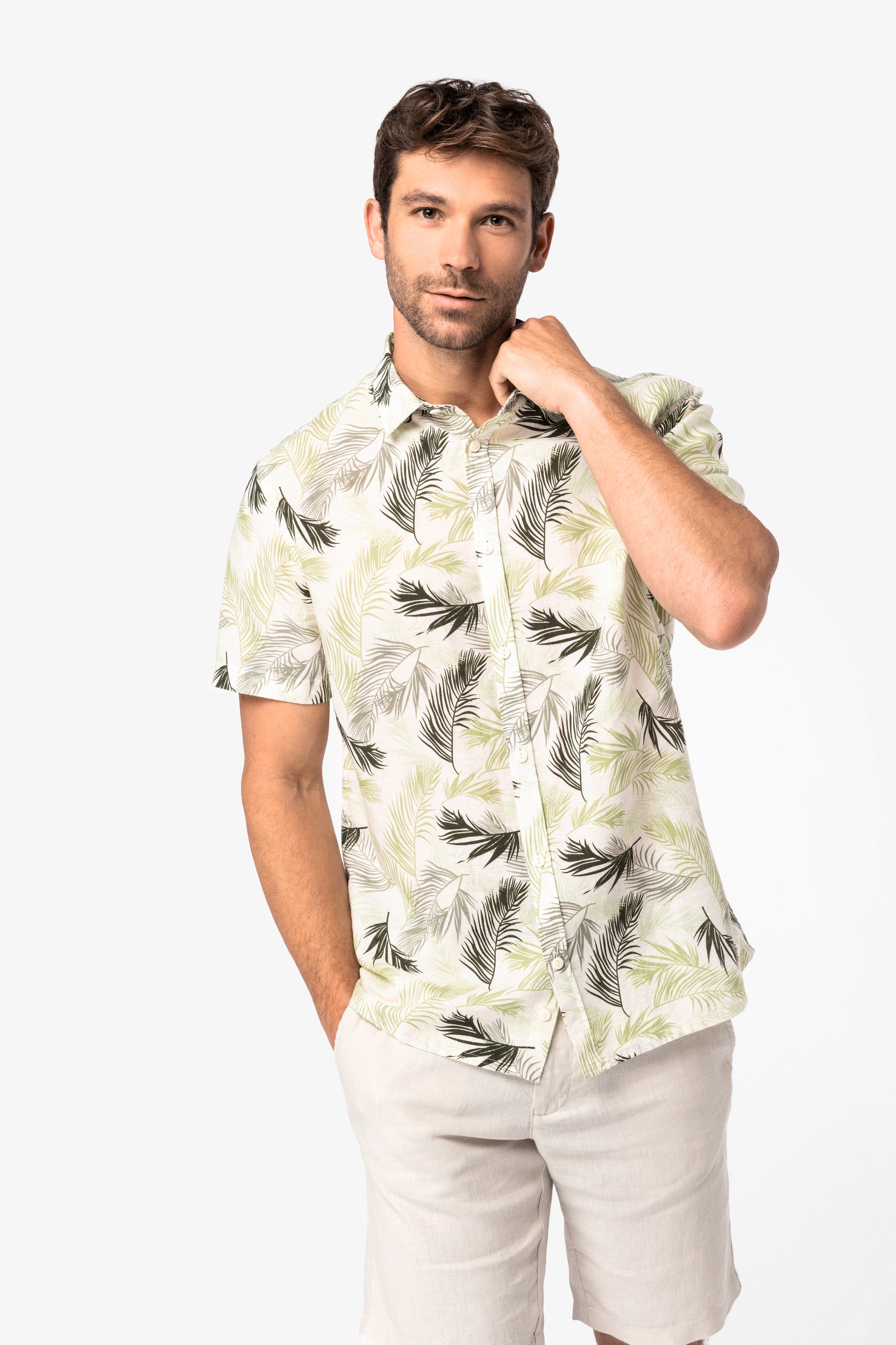 Heren Eco-vriendelijke Plant Print Shirt - NS530