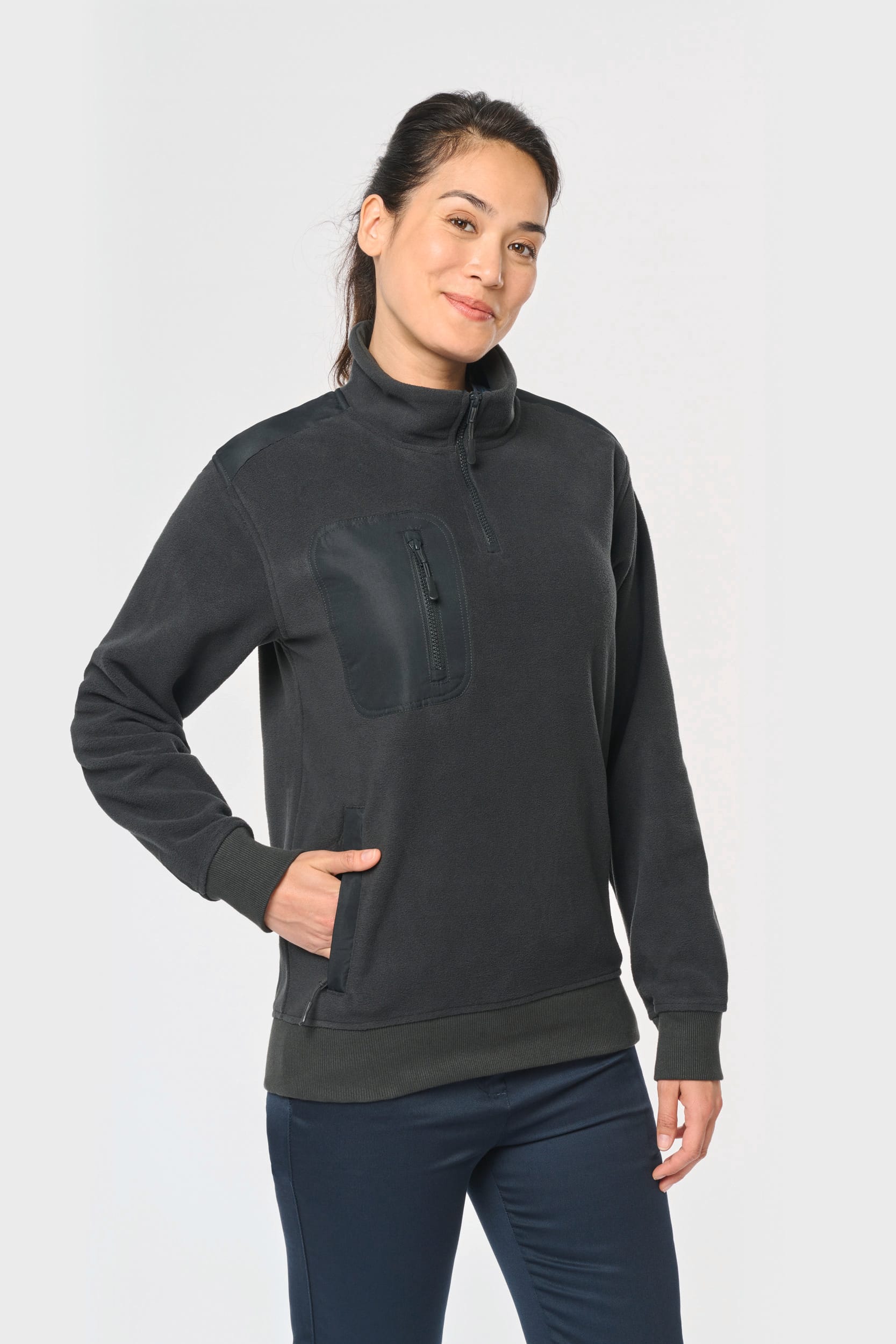 Ropa de trabajo polar reciclada unisex con cremallera 1/4 – 320 g/m² | WK905