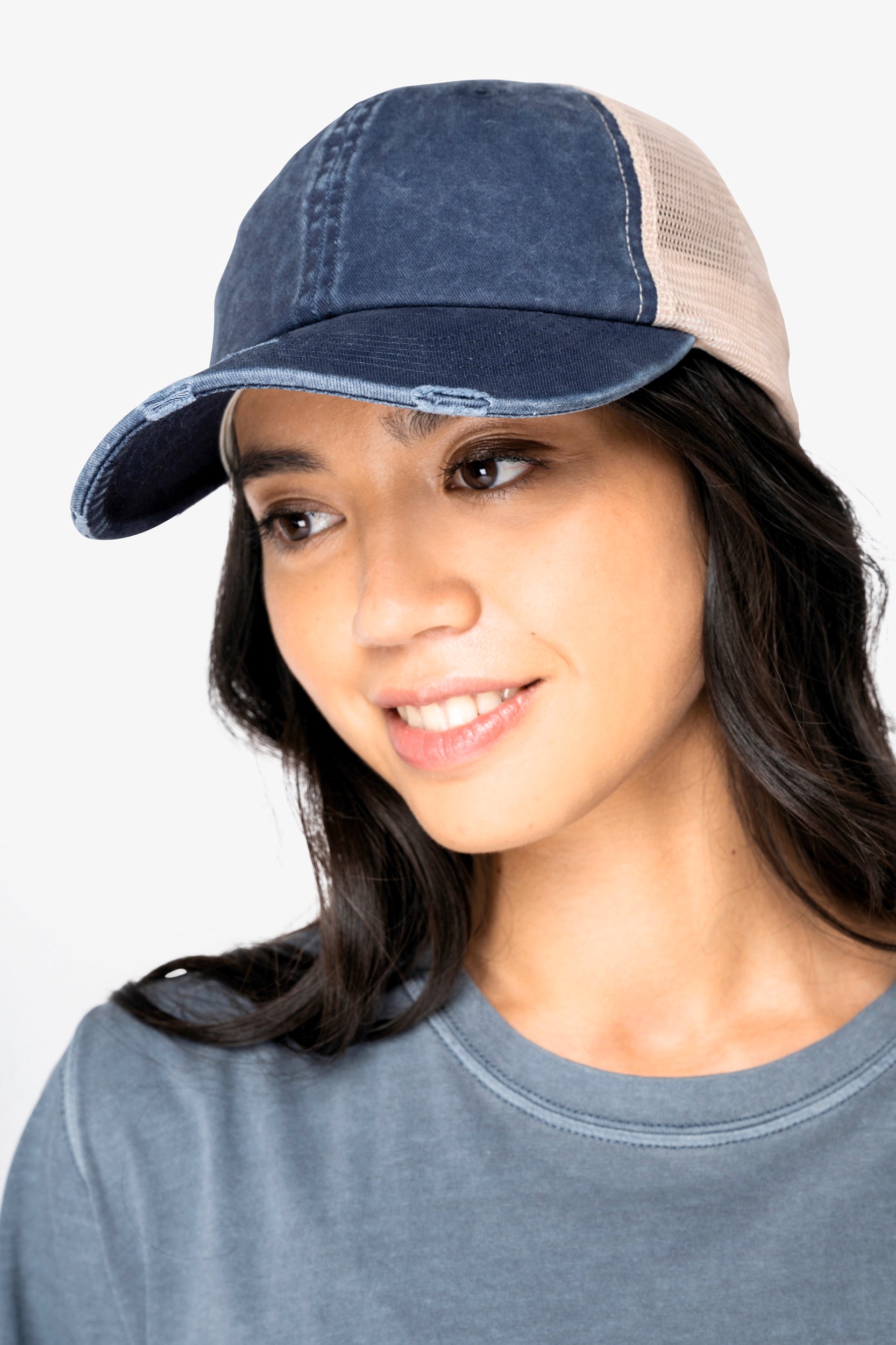 Umweltfreundliche Unisex-Trucker-Kappe mit Risseffekt - NS027