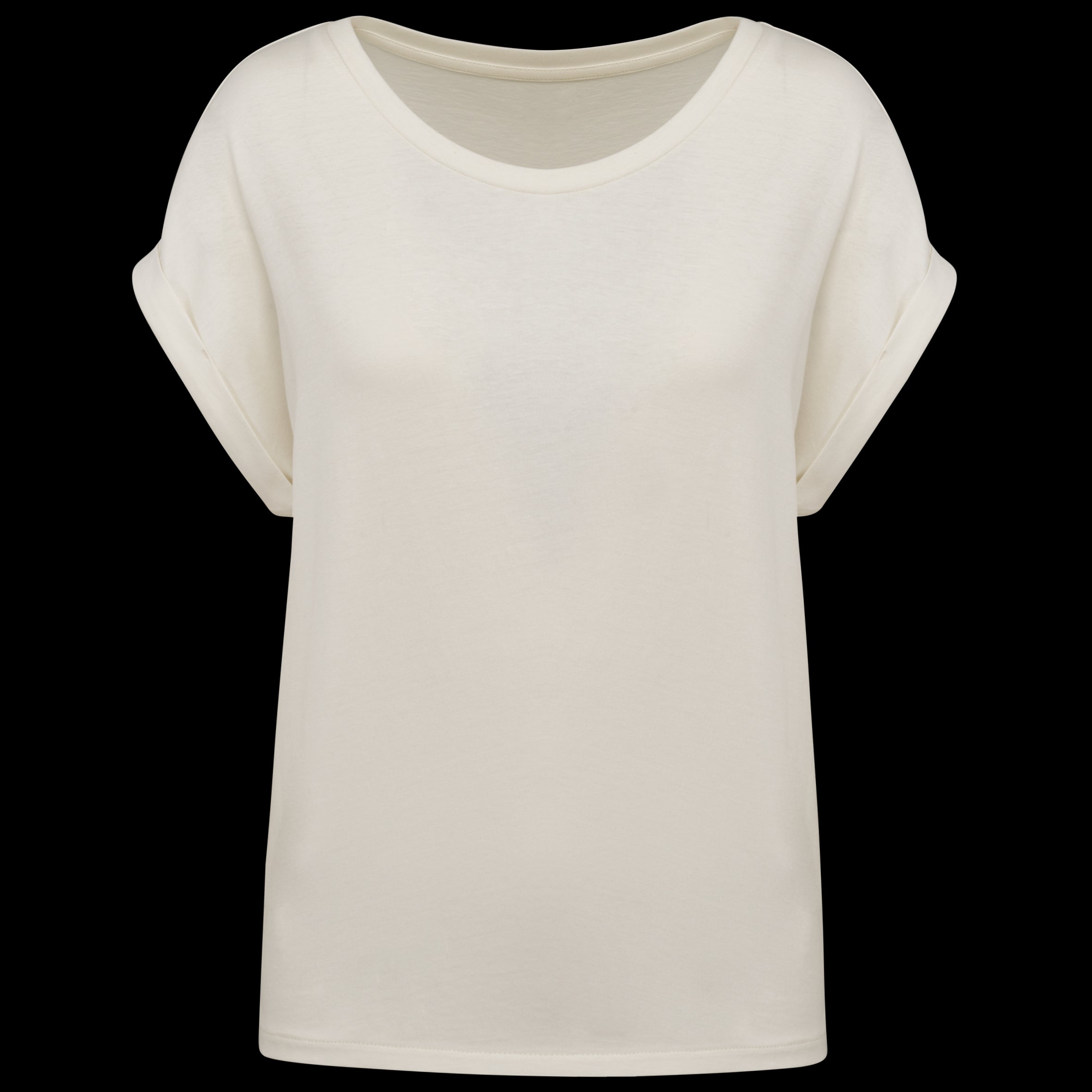 Camiseta de algodón orgánico con mangas enrolladas para mujer – 155 g/m² – NS309