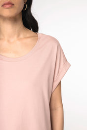 Camiseta de algodón orgánico con mangas enrolladas para mujer – 155 g/m² – NS309