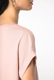 Camiseta de algodón orgánico con mangas enrolladas para mujer – 155 g/m² – NS309