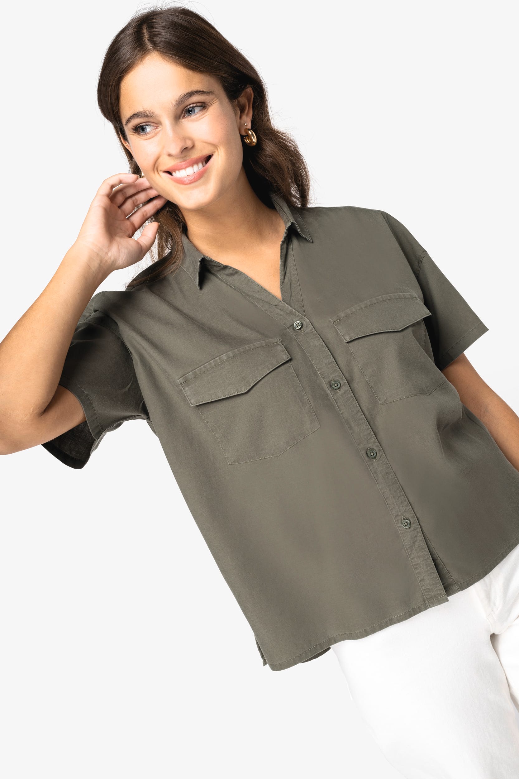 Oversized Camisa de Lyocell y Algodón Orgánico para Mujer – 125 g/m² | SP514