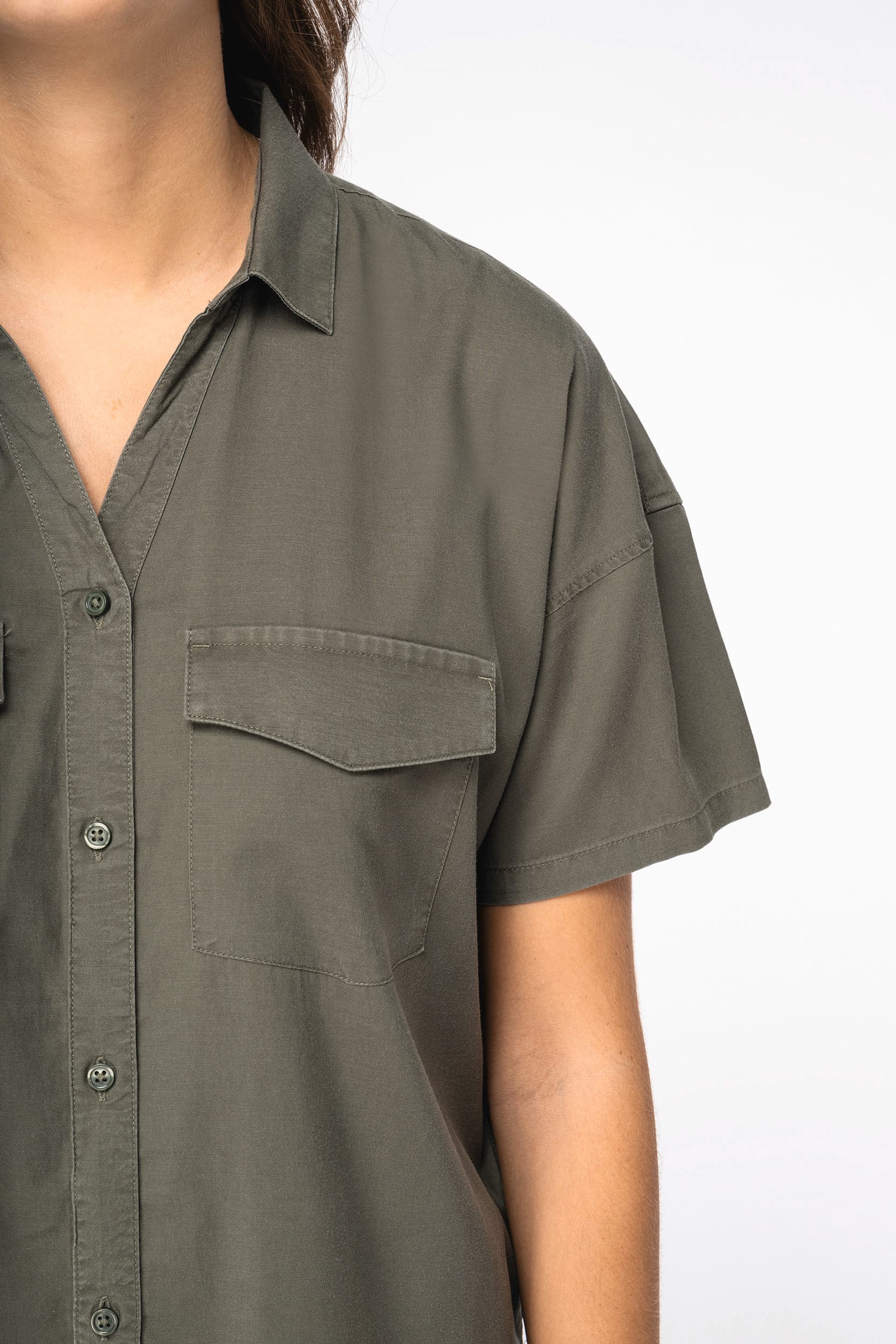 Oversized Camisa de Lyocell y Algodón Orgánico para Mujer – 125 g/m² | SP514