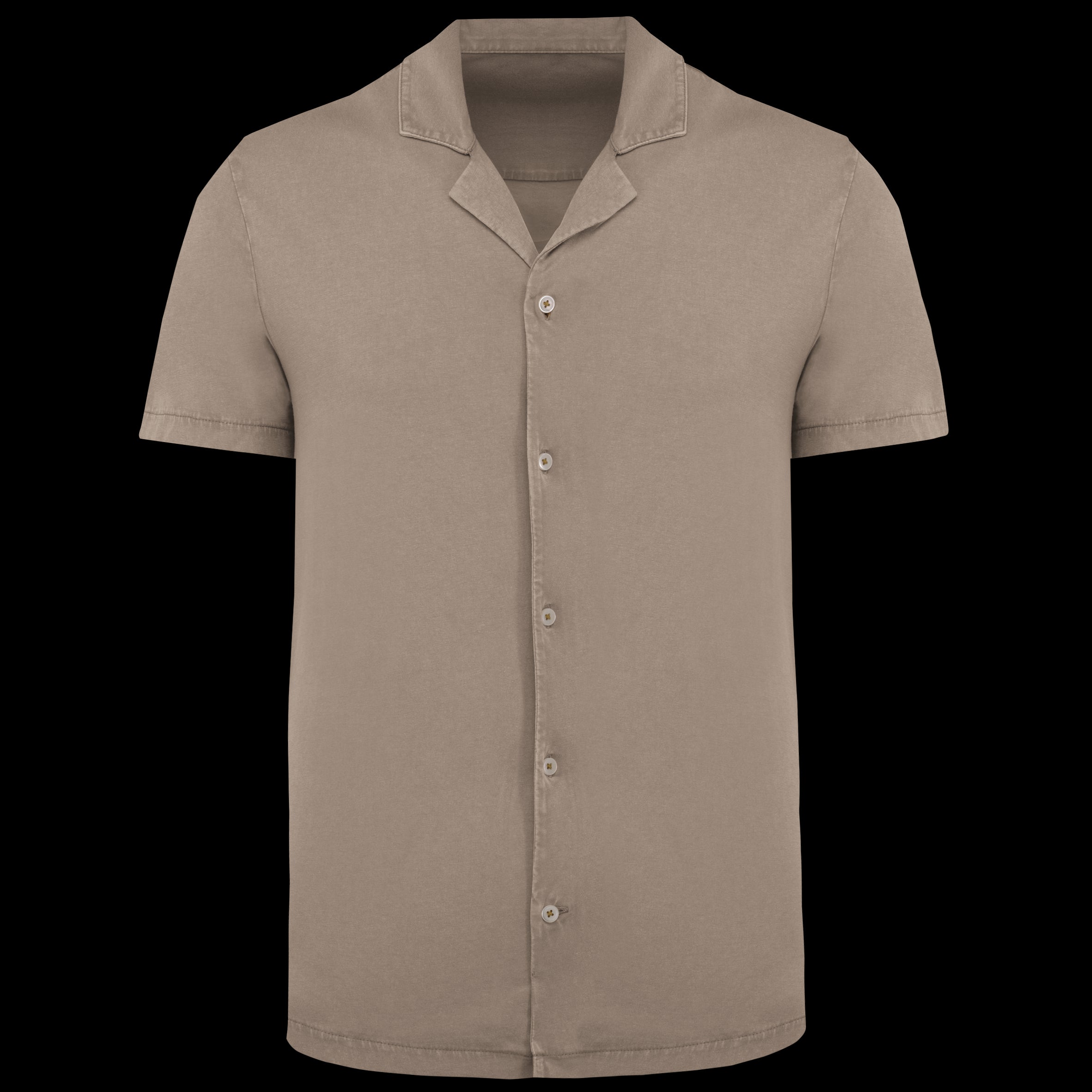 Spasso SP522 - Milieuvriendelijk Heren Jersey Gewassen Effect Bowlingkraag Korte Mouwen Shirt