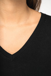Women’s V-Neck Lyocell & Organic Cotton Sweater – 250 g/m² | SP921