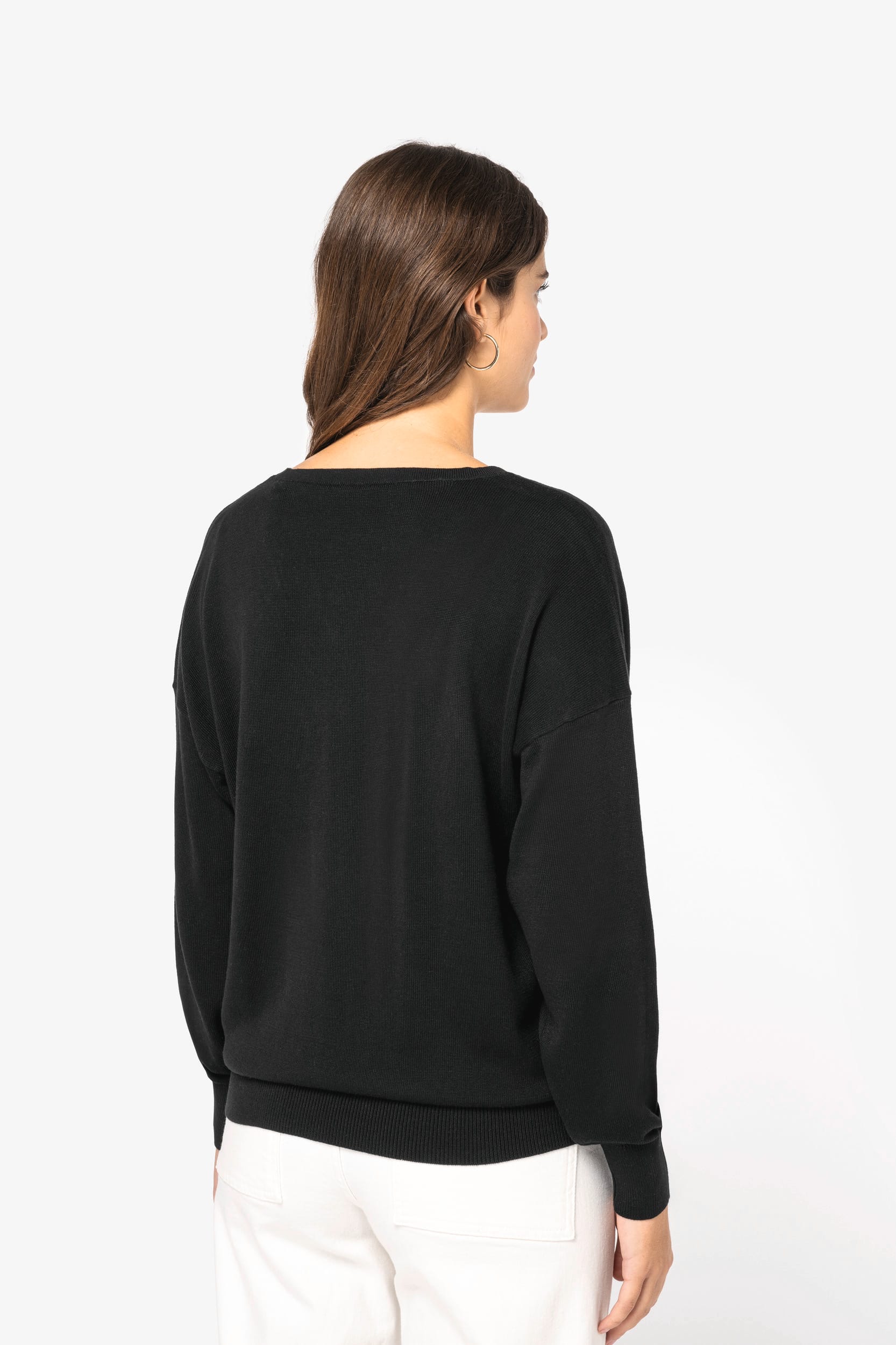 Women’s V-Neck Lyocell & Organic Cotton Sweater – 250 g/m² | SP921