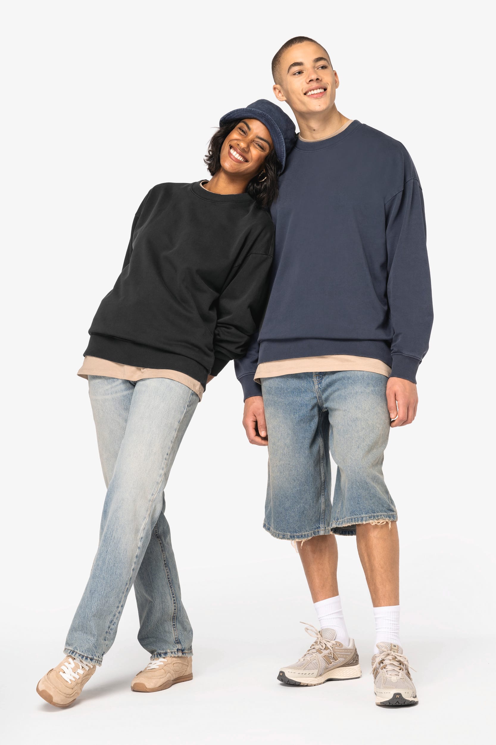 Unisex Oversized Bio-Gewaschenes Rundhals-Sweatshirt – 300 g/m² – NS447