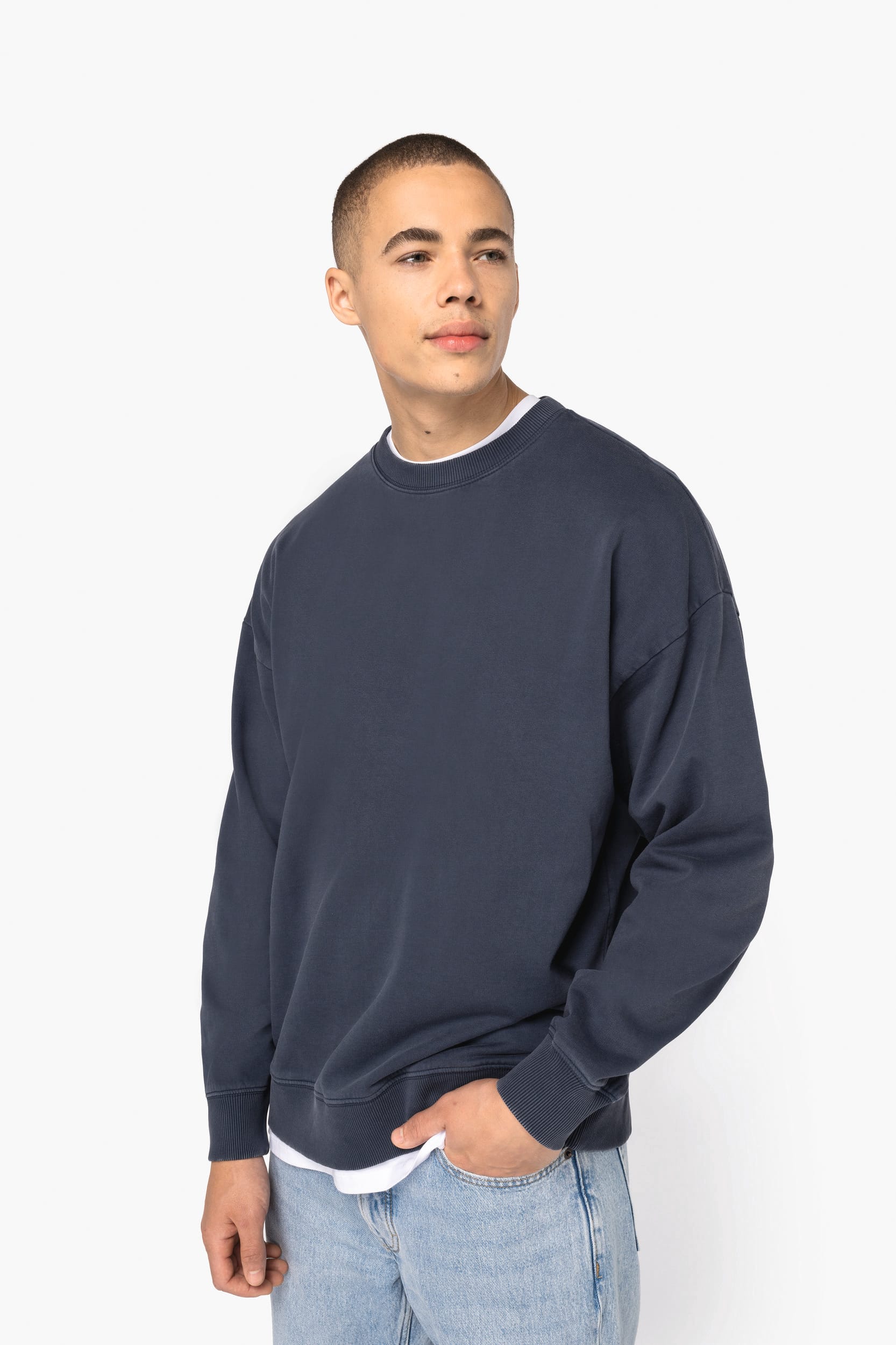 Unisex Oversized Bio-Gewaschenes Rundhals-Sweatshirt – 300 g/m² – NS447