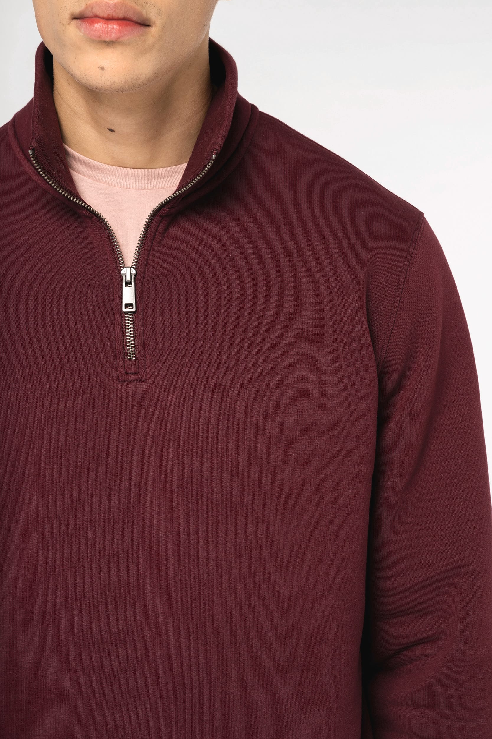 Sudadera de Forro Polar Orgánico para Hombre con Cremallera de Cuarto – 300 g/m² – NS428