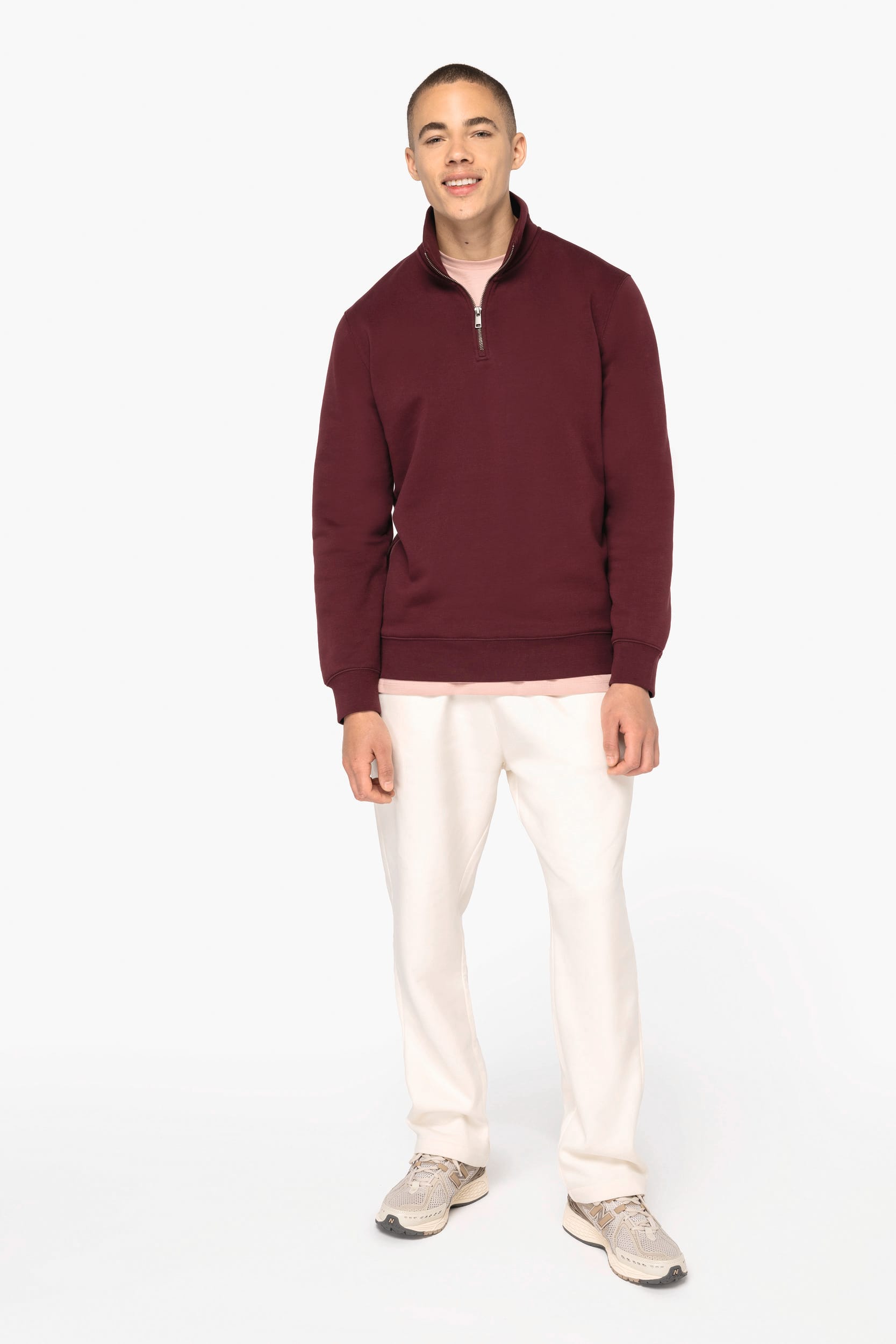 Sudadera de Forro Polar Orgánico para Hombre con Cremallera de Cuarto – 300 g/m² – NS428