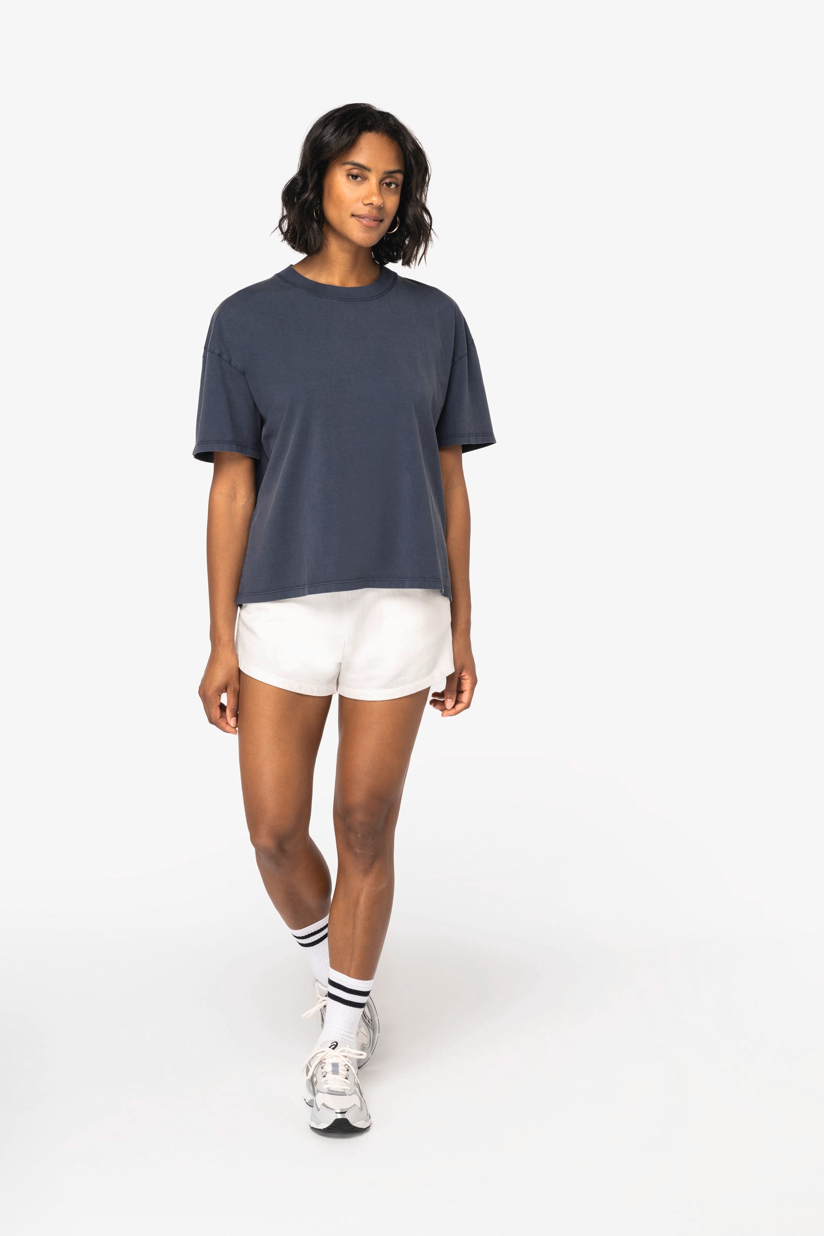 T-shirt en coton biologique lavé Oversized pour femmes – NS327