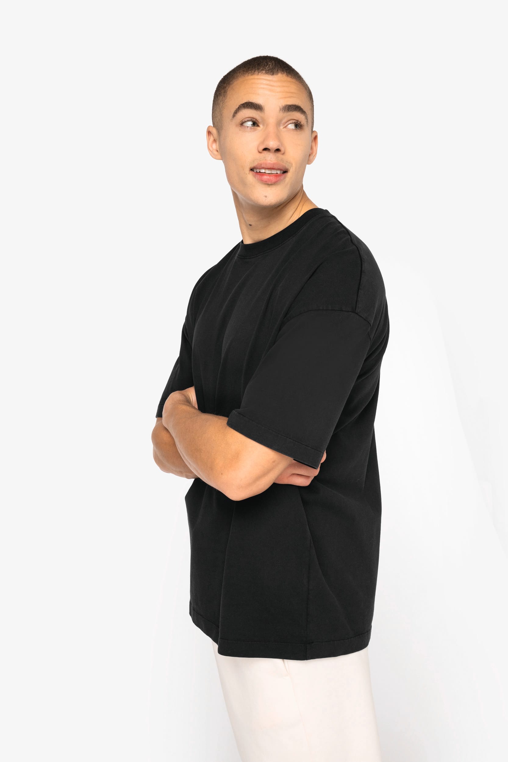T-shirt en coton biologique lavé pour homme Oversized - 230 g/m – NS326