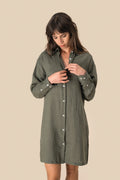 Robe-chemise femme en lin à épaules tombantes | Spasso - SP5008