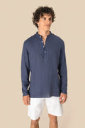 Chemise lavée en lin à col mao pour homme | Spasso - SP507