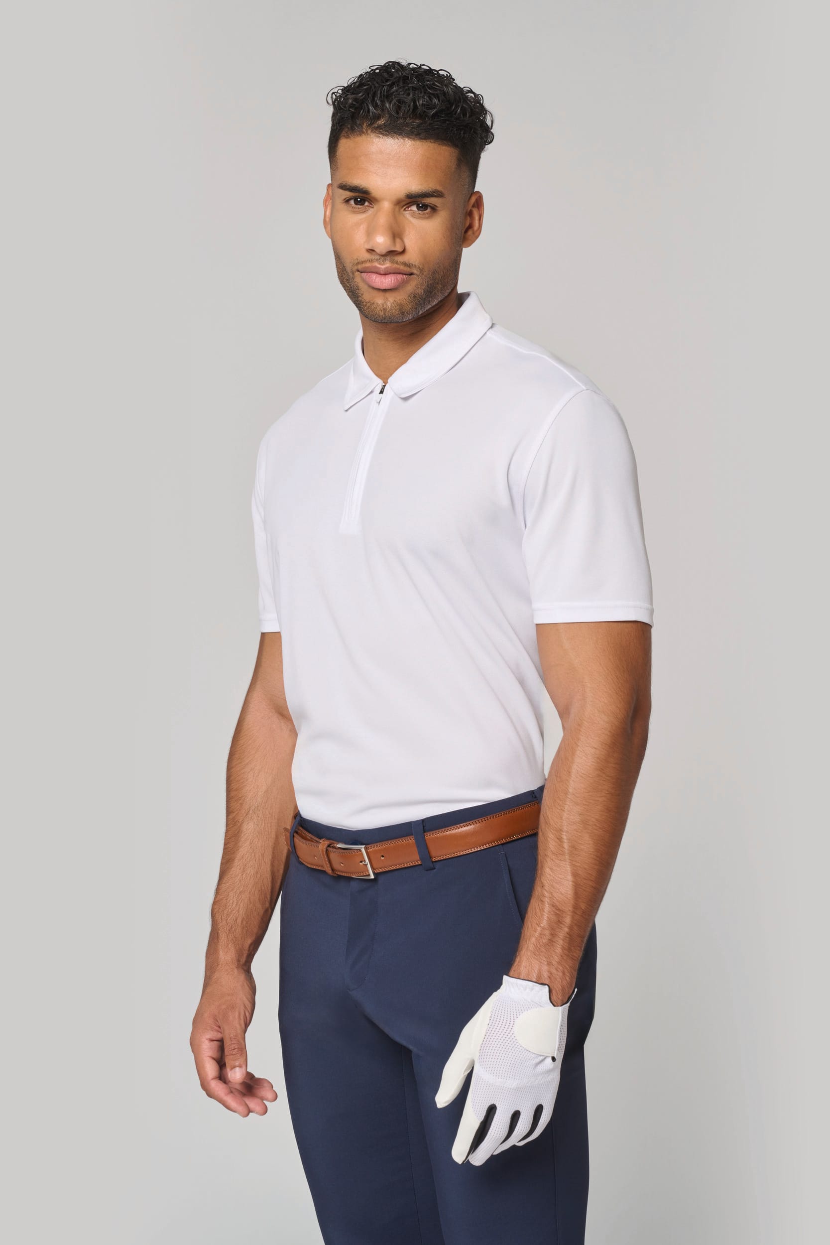 Men's 1/4 Zip Sports Polo Shirt | Organic Blank