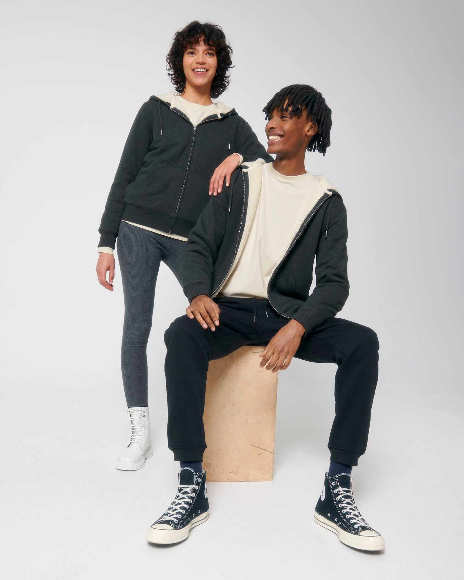 Warm Hygger Sherpa Zipthr Zip Hoodie | Organic Blank