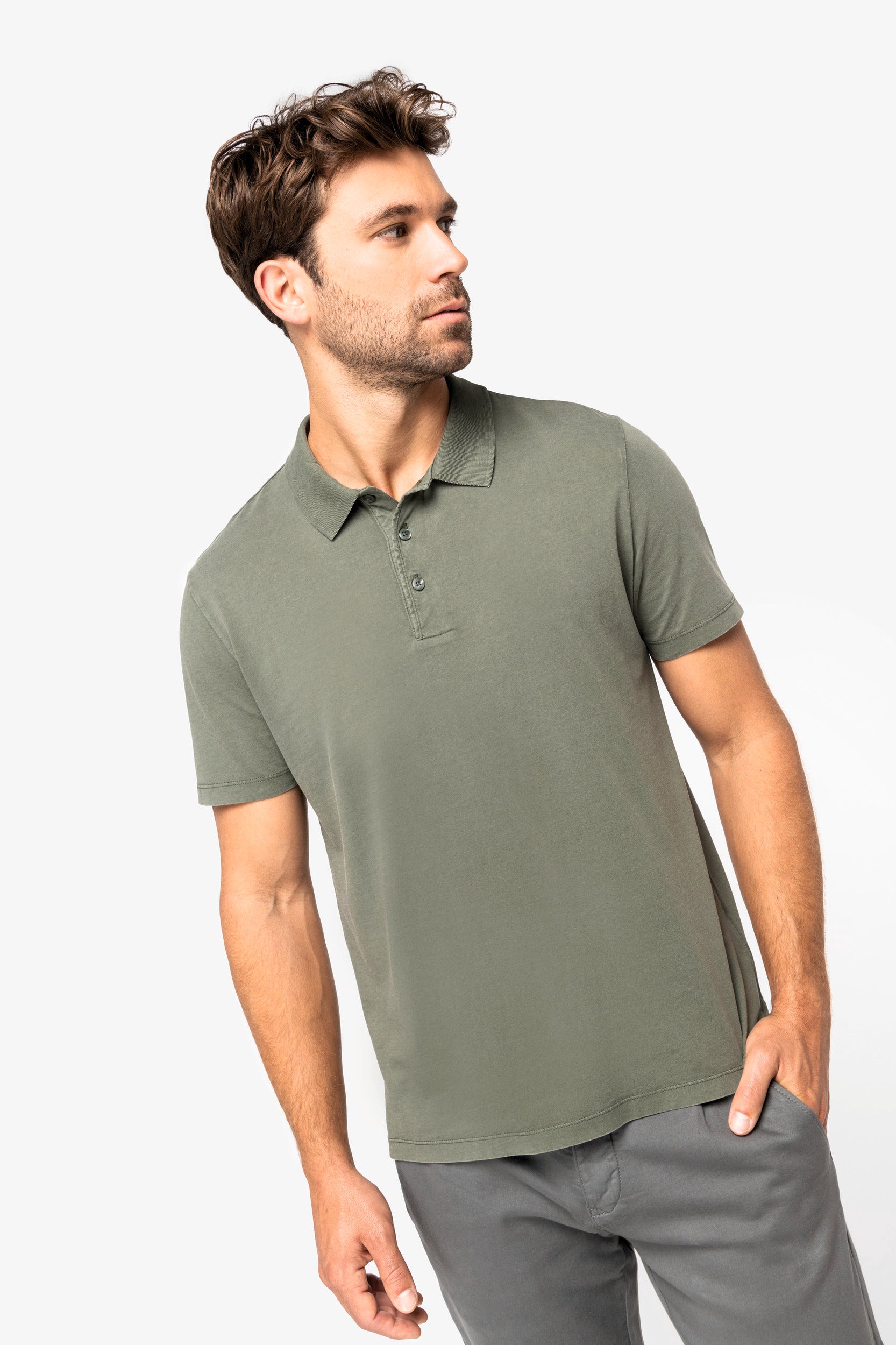Organic Men's Polo - Washed Effect Jersey Knit - 165 gsm - NS201