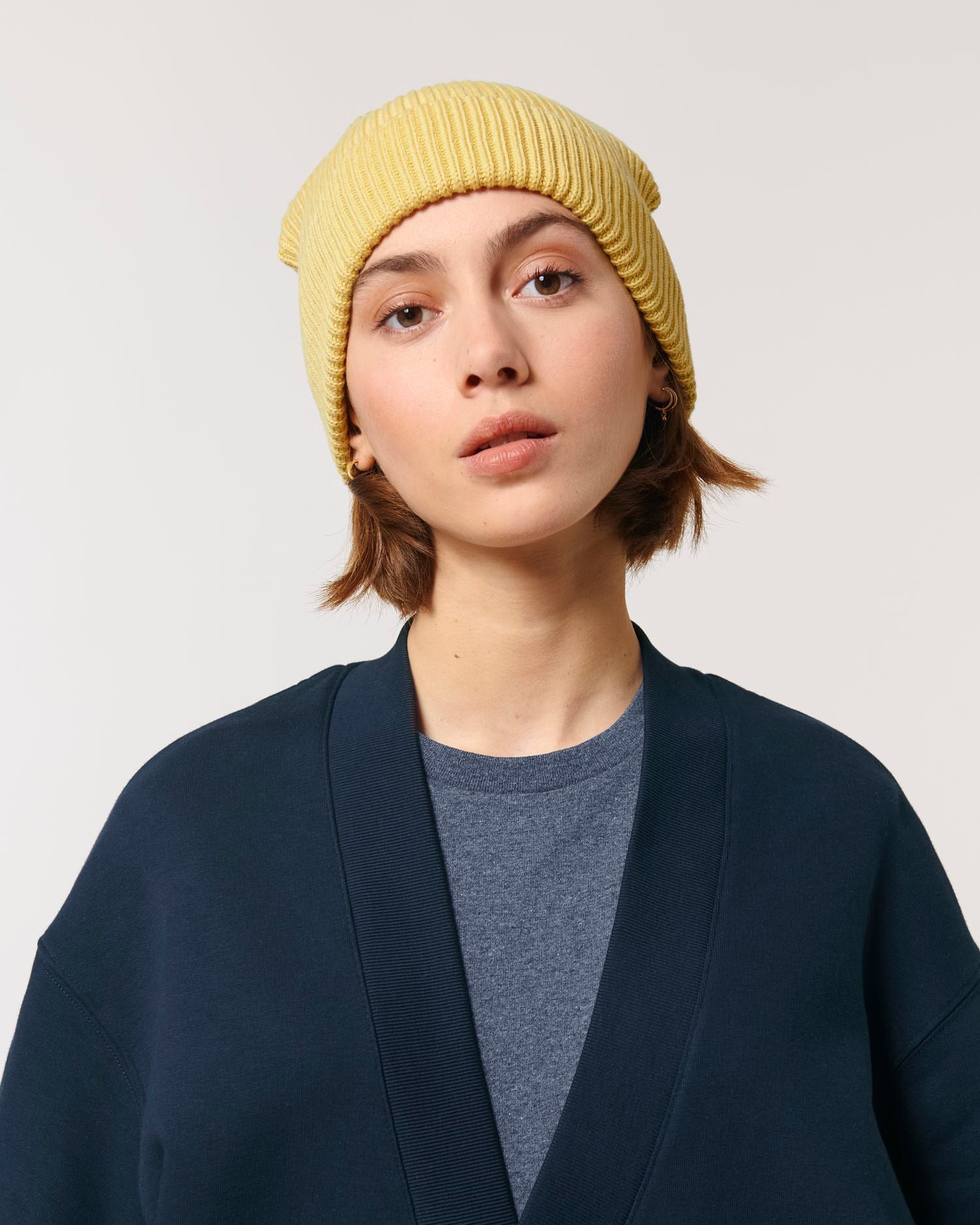Gerippte Mütze aus Bio-Übergangsmaterial | Fisherman Beanie STAU771