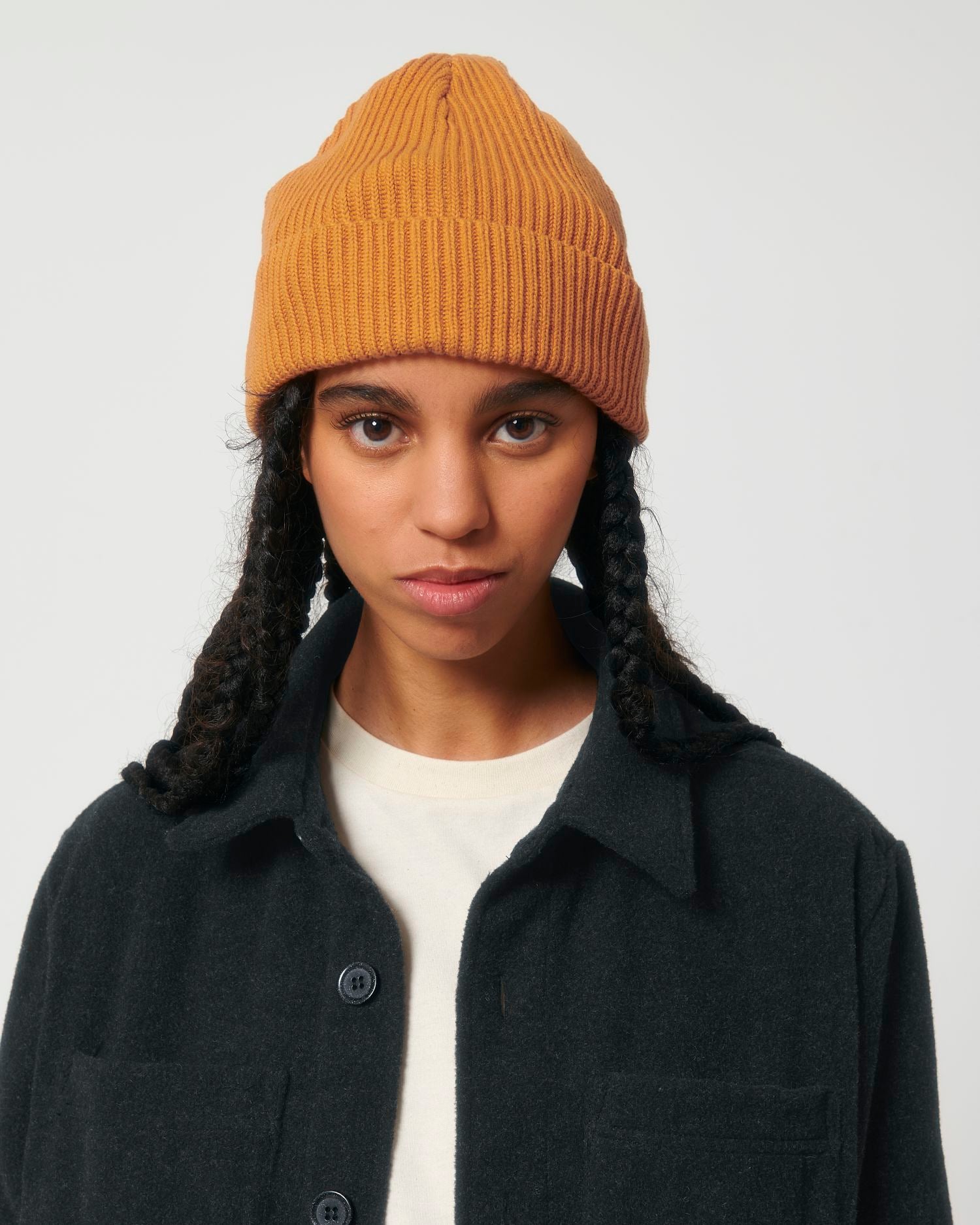 Gerippte Mütze aus Bio-Übergangsmaterial | Fisherman Beanie STAU771