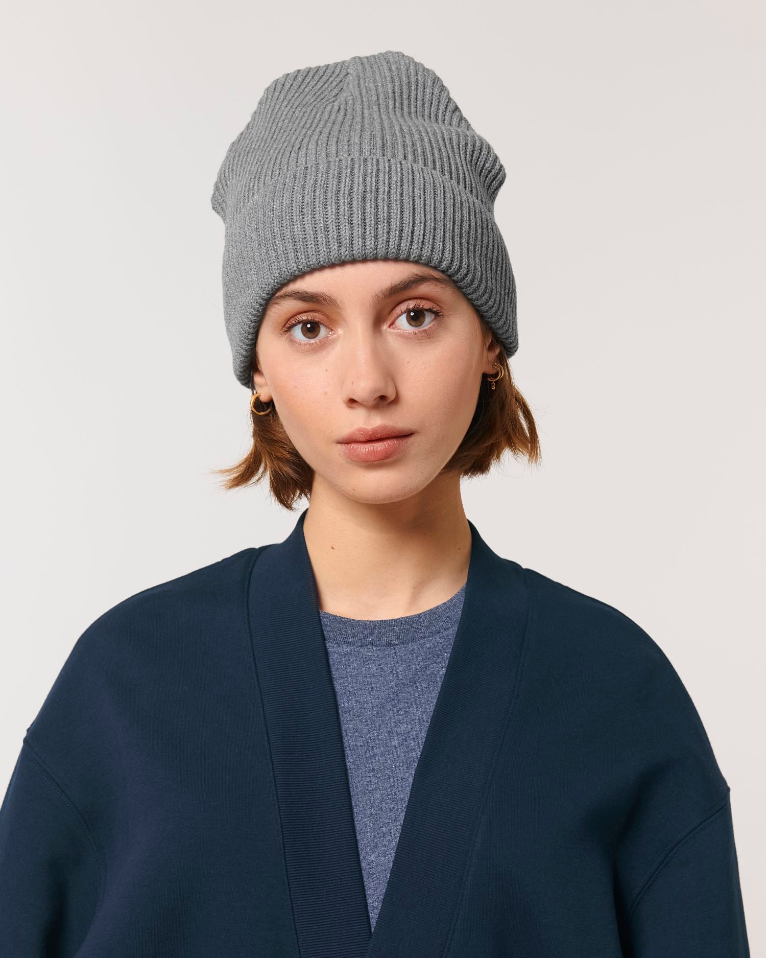 Gerippte Mütze aus Bio-Übergangsmaterial | Fisherman Beanie STAU771