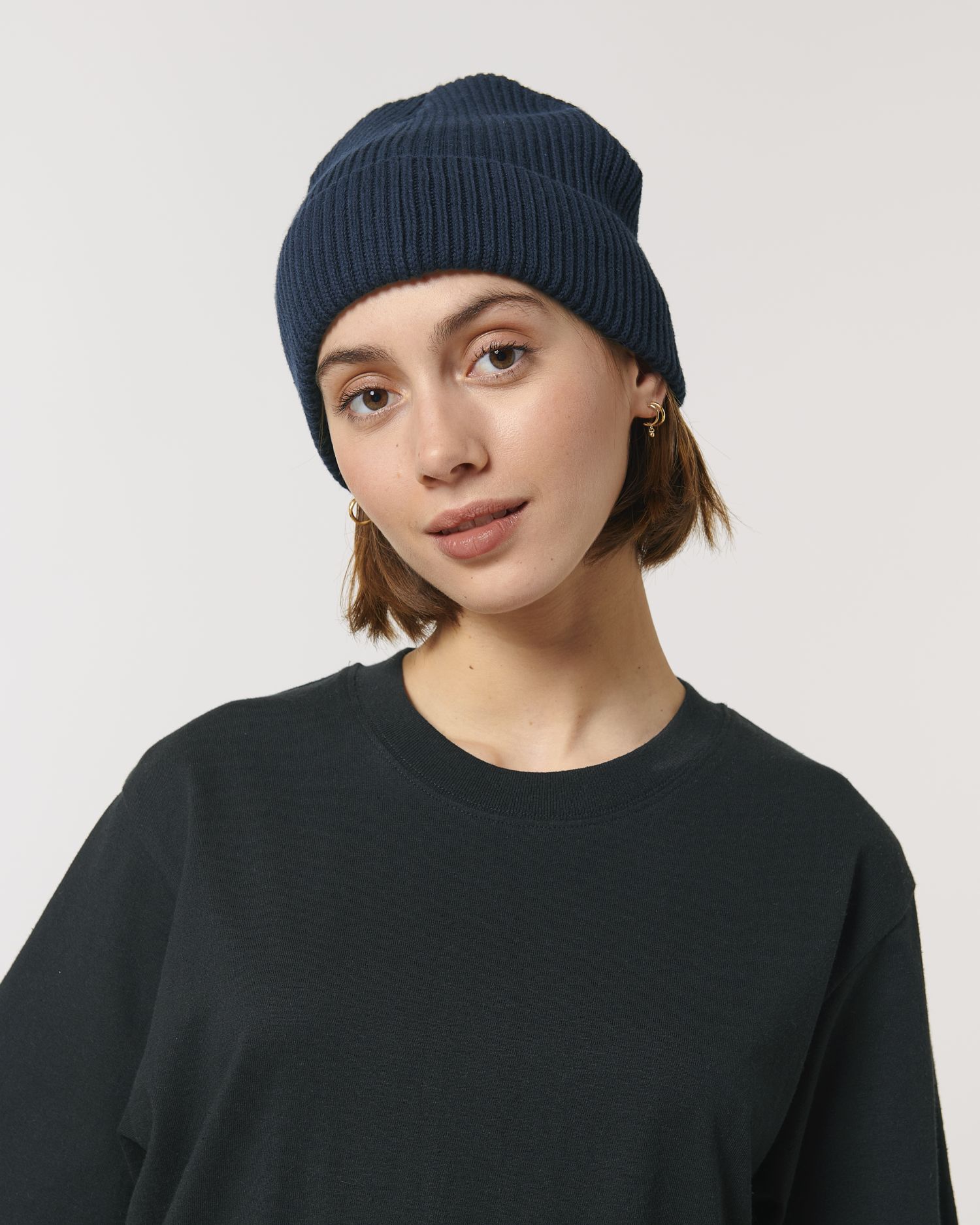 Gerippte Mütze aus Bio-Übergangsmaterial | Fisherman Beanie STAU771