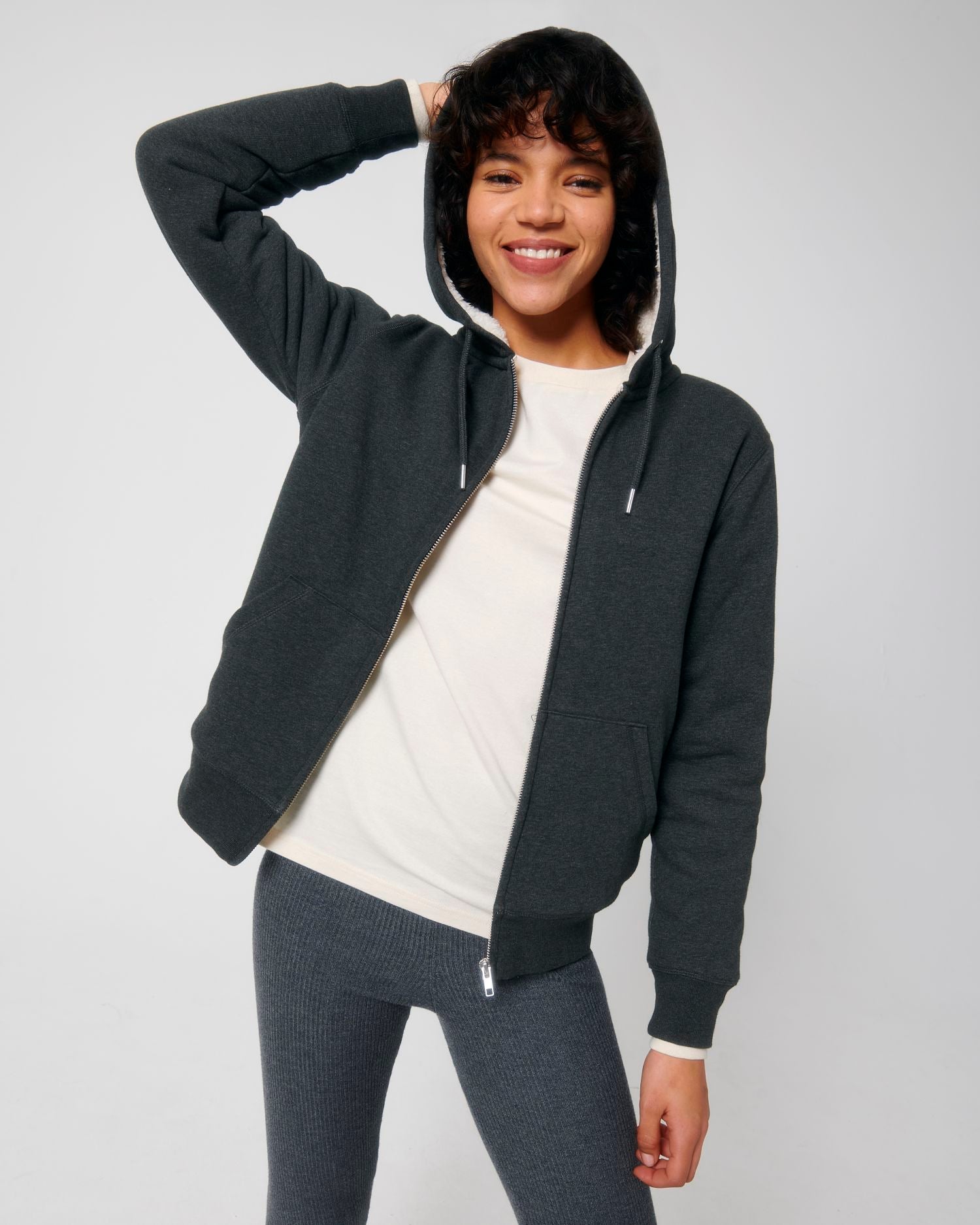 Unisex Bio-Sherpa-gefütterter Zip-Hoodie - 350 g/m² | Hygger Sherpa STSU956