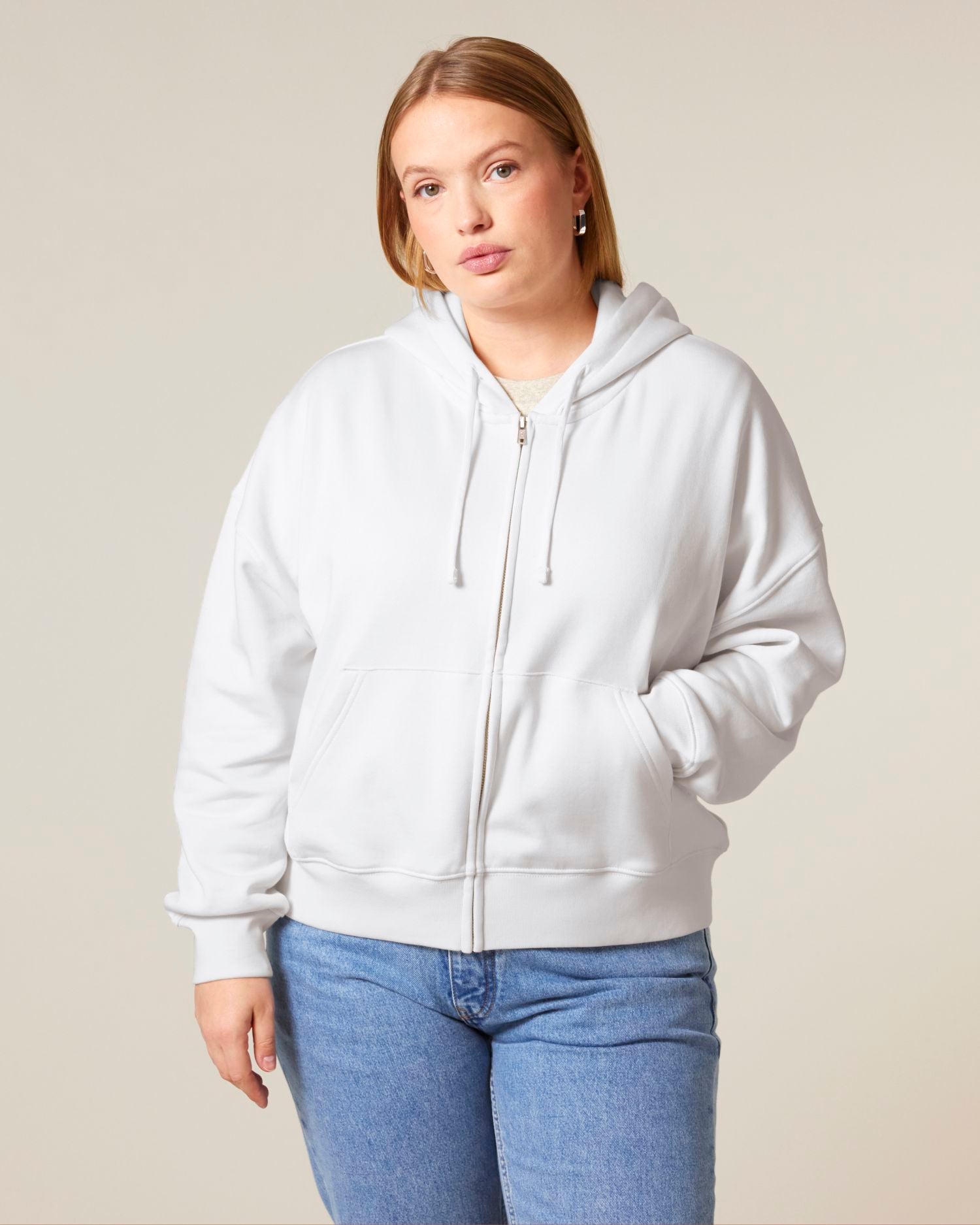 Dames biologische hoodie met rits - 300 GSM | Stella Ida STSW214
