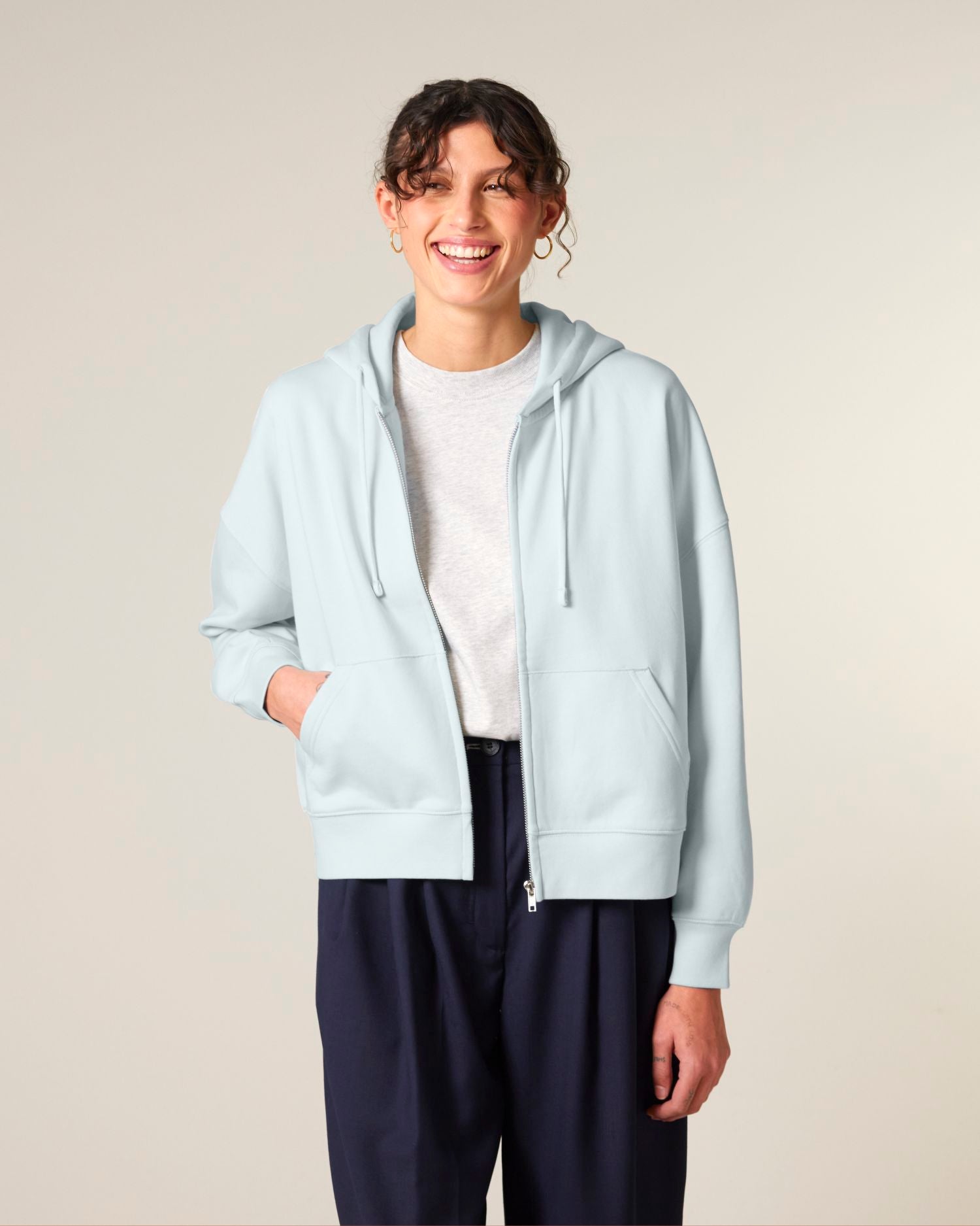 Dames biologische hoodie met rits - 300 GSM | Stella Ida STSW214