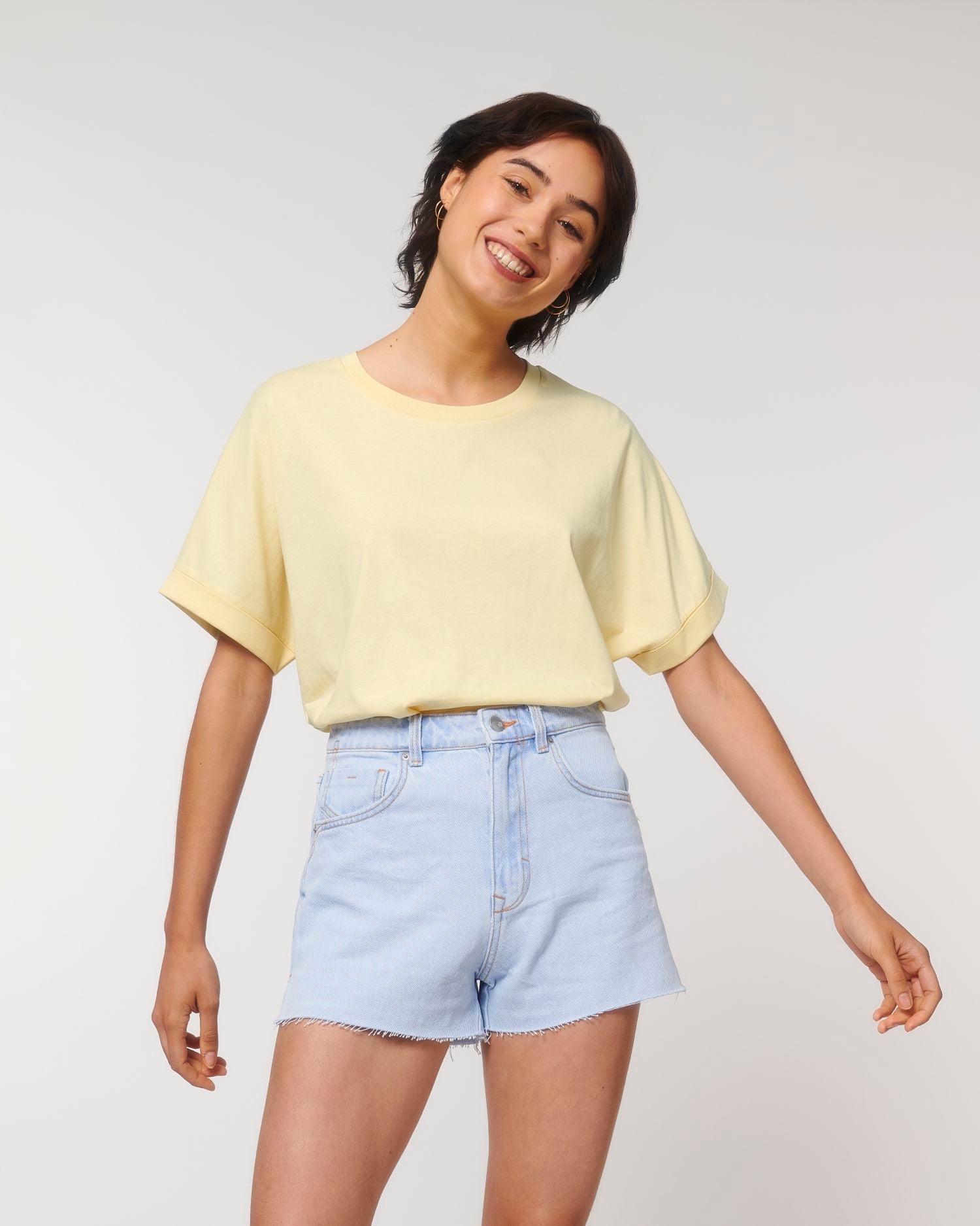 Dames Oversized T-shirt met Opgerolde Mouwen - 155 g/m² | Stella Collider T-shirt STTW089