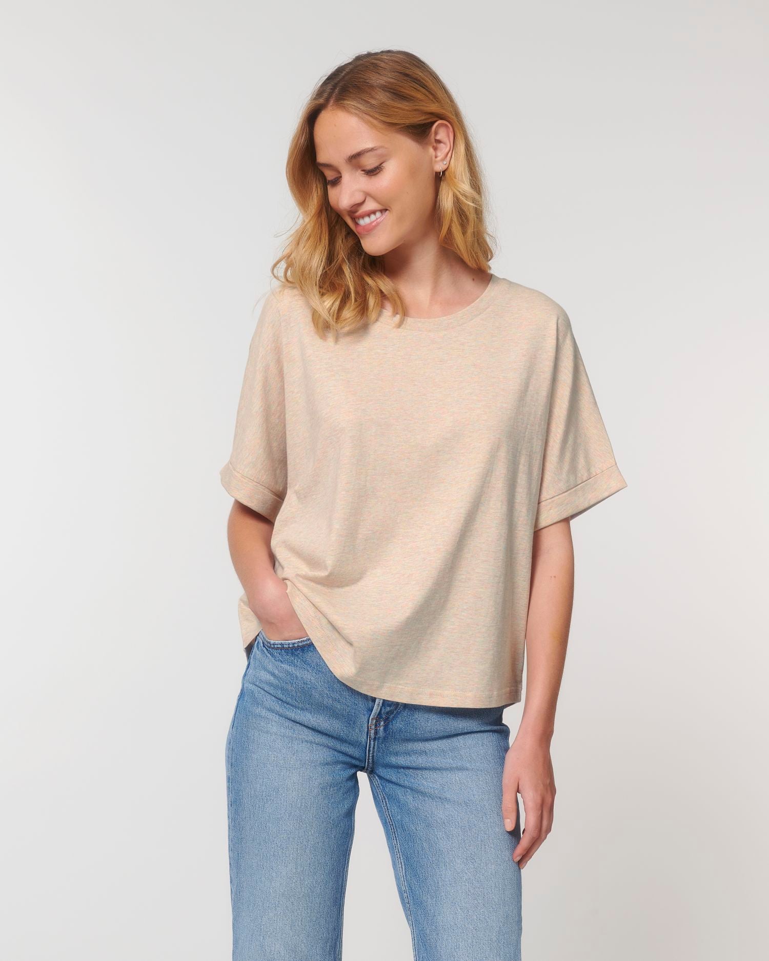Dames Oversized T-shirt met Opgerolde Mouwen - 155 g/m² | Stella Collider T-shirt STTW089
