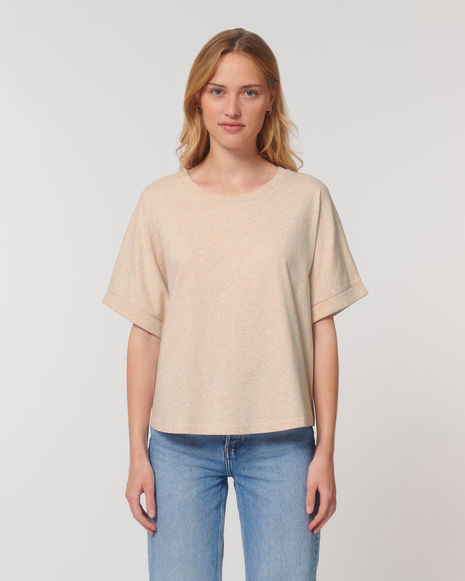 Dames Oversized T-shirt met Opgerolde Mouwen - 155 g/m² | Stella Collider T-shirt STTW089