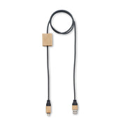 USB-C Charging Cable 60W, RPET with Bamboo Details | CABOO MO2520