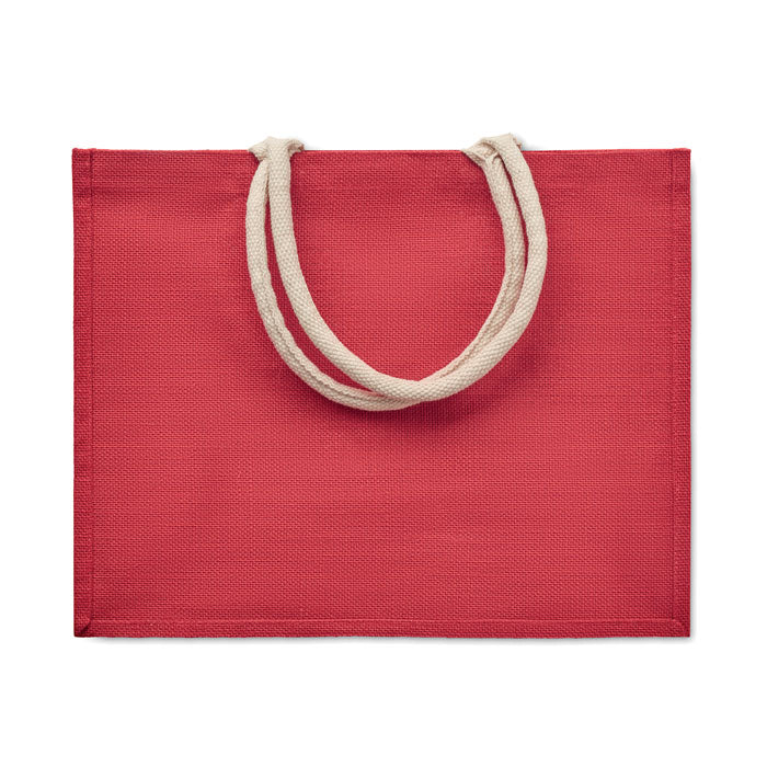 Jute Bag With Cotton Handle - Beach Bag | AURA - MO6443
