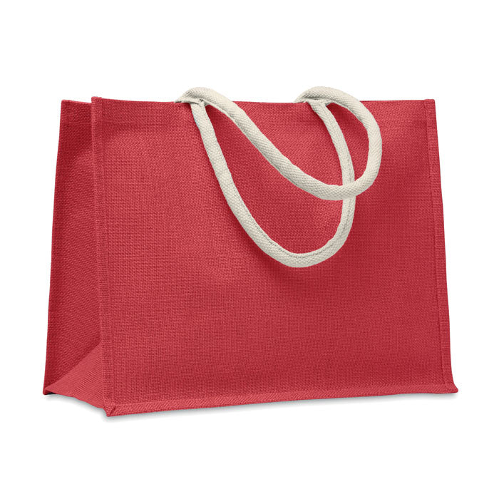 Jute Bag With Cotton Handle - Beach Bag | AURA - MO6443
