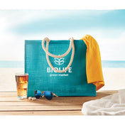 Jute Bag With Cotton Handle - Beach Bag | AURA - MO6443