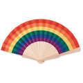 Éventail à main arc-en-ciel en bois avec toile en polyester | BOWFAN MO6446