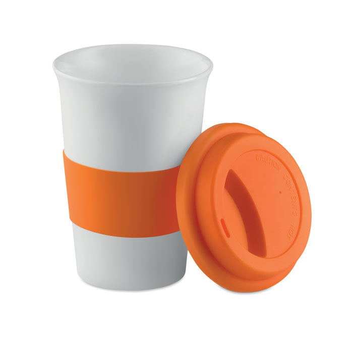 Tasse en céramique avec couvercle et manchon | TRIBECA - MO7683