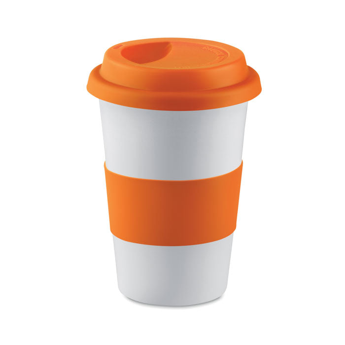 Tasse en céramique avec couvercle et manchon | TRIBECA - MO7683
