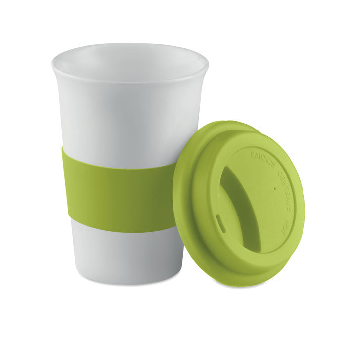 Tasse en céramique avec couvercle et manchon | TRIBECA - MO7683
