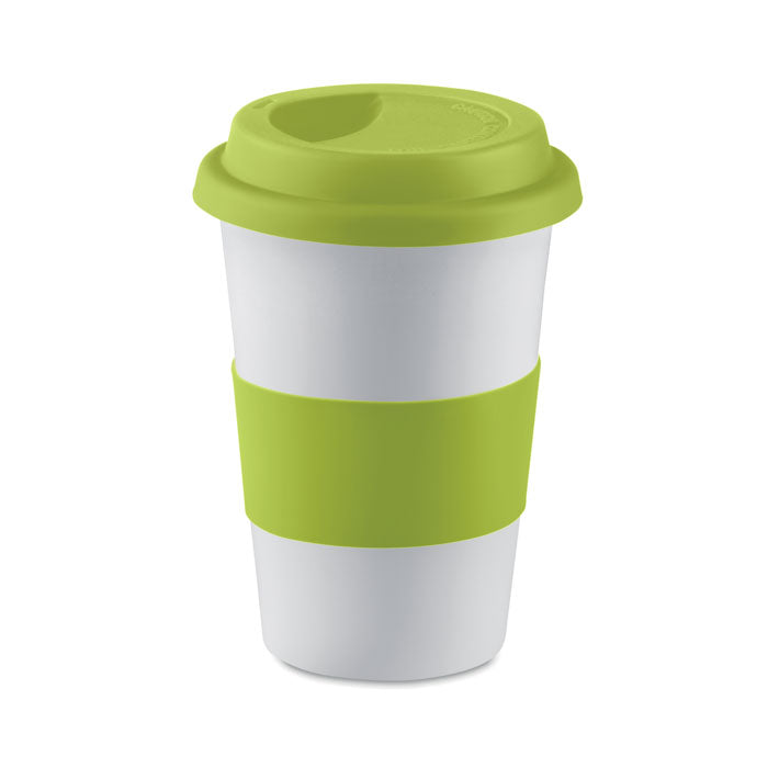 Tasse en céramique avec couvercle et manchon | TRIBECA - MO7683