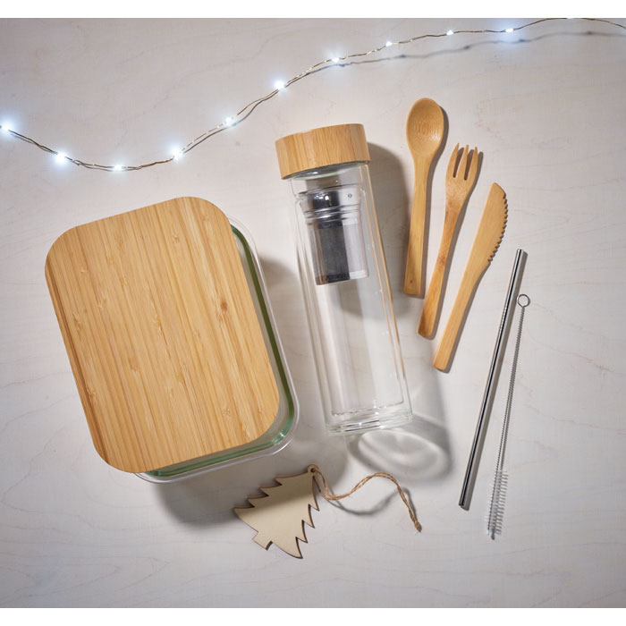 Boîte à Lunch en Verre avec Couvercle en Bambou | TUNDRA LUNCHBOX - MO9962