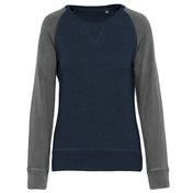 Ladies' Two-tone Organic Crew Neck Raglan Sleeve Sweatshirt - K492