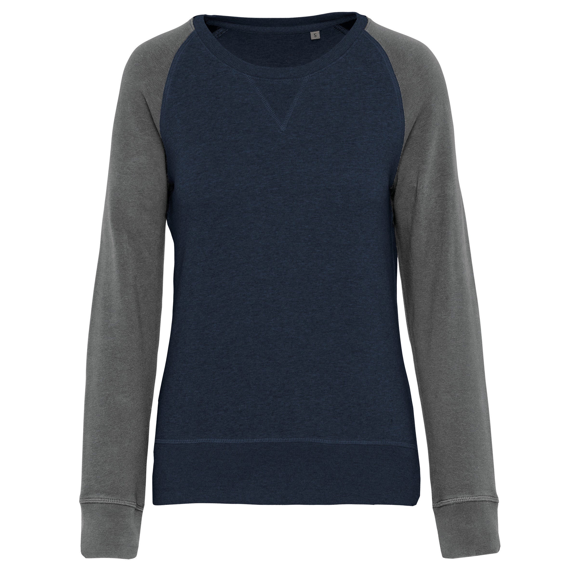 Ladies' Two-tone Organic Crew Neck Raglan Sleeve Sweatshirt - K492