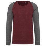 Men's Two-tone Organic Crew Neck Raglan Sleeve Sweatshirt - K491