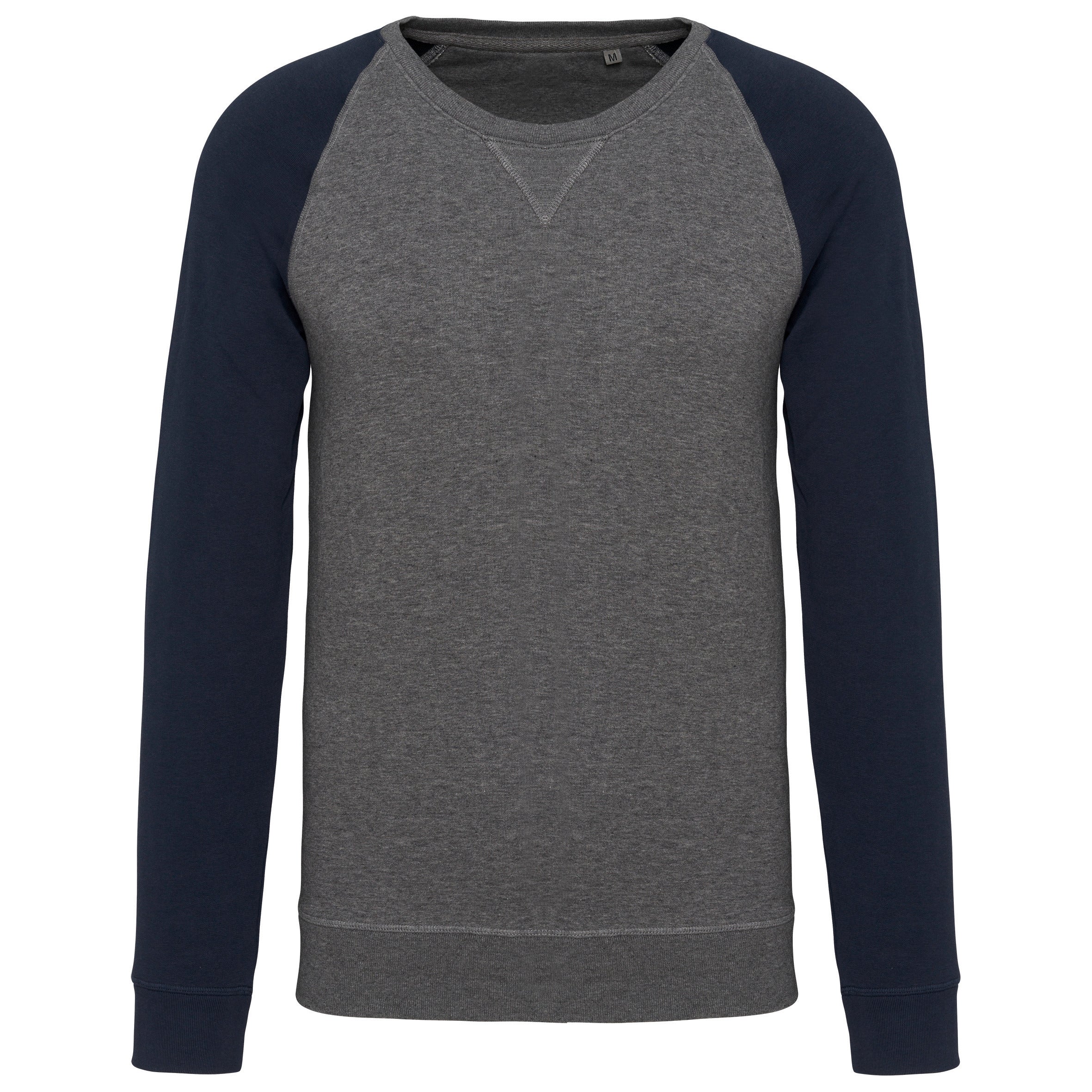 Men's Two-tone Organic Crew Neck Raglan Sleeve Sweatshirt - K491