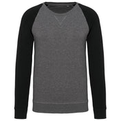Men's Two-tone Organic Crew Neck Raglan Sleeve Sweatshirt - K491